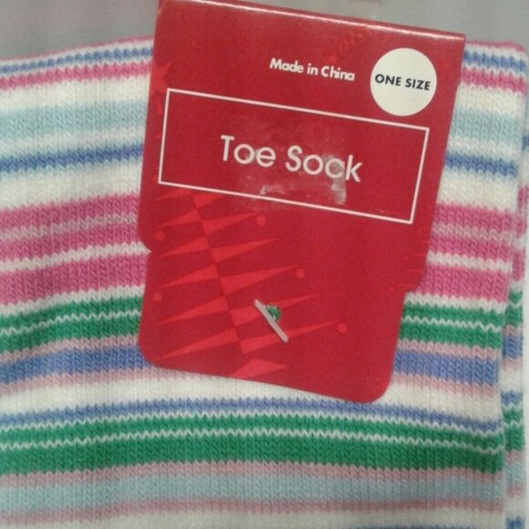 Toe Socks One Size Women Teens Striped Snowflake Design Multicolor NEW - Picture 2 of 4